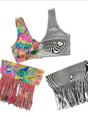 Moody Rainbow Tripnotic O-Ring top and Fringe Sleeves